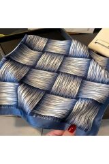 Hasır Örgü Desenli, Güneşten Koruyan, Rüzgar Geçirmez, Çift Taraf Baskılı, Fular, Eşarp 70x70