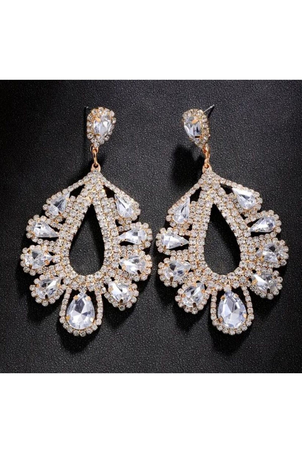 Parlak Yapay Elmas Damla Küpe, Kulak İğnesi paslanmaz çelik