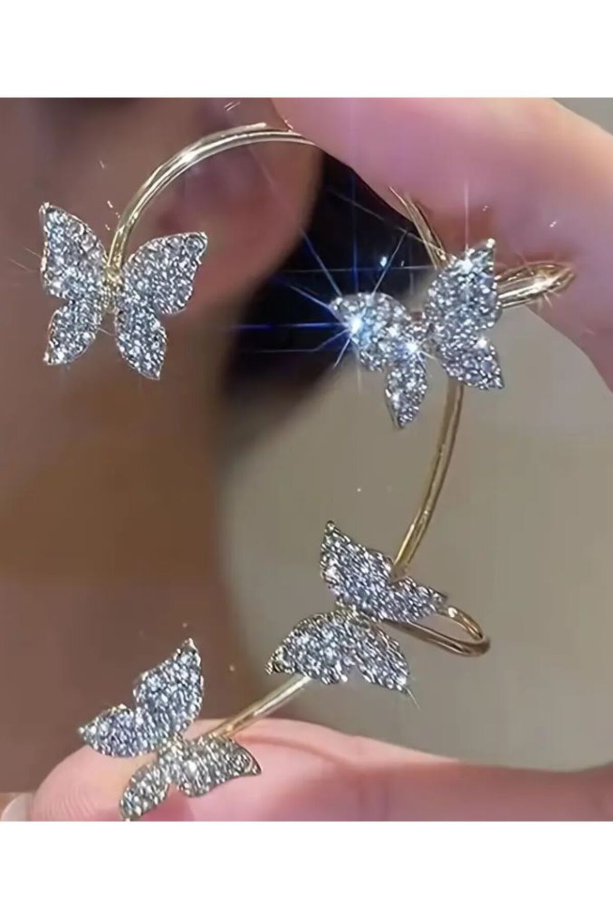 Kelebek Klipsli Kulak Kelepçe Küpe