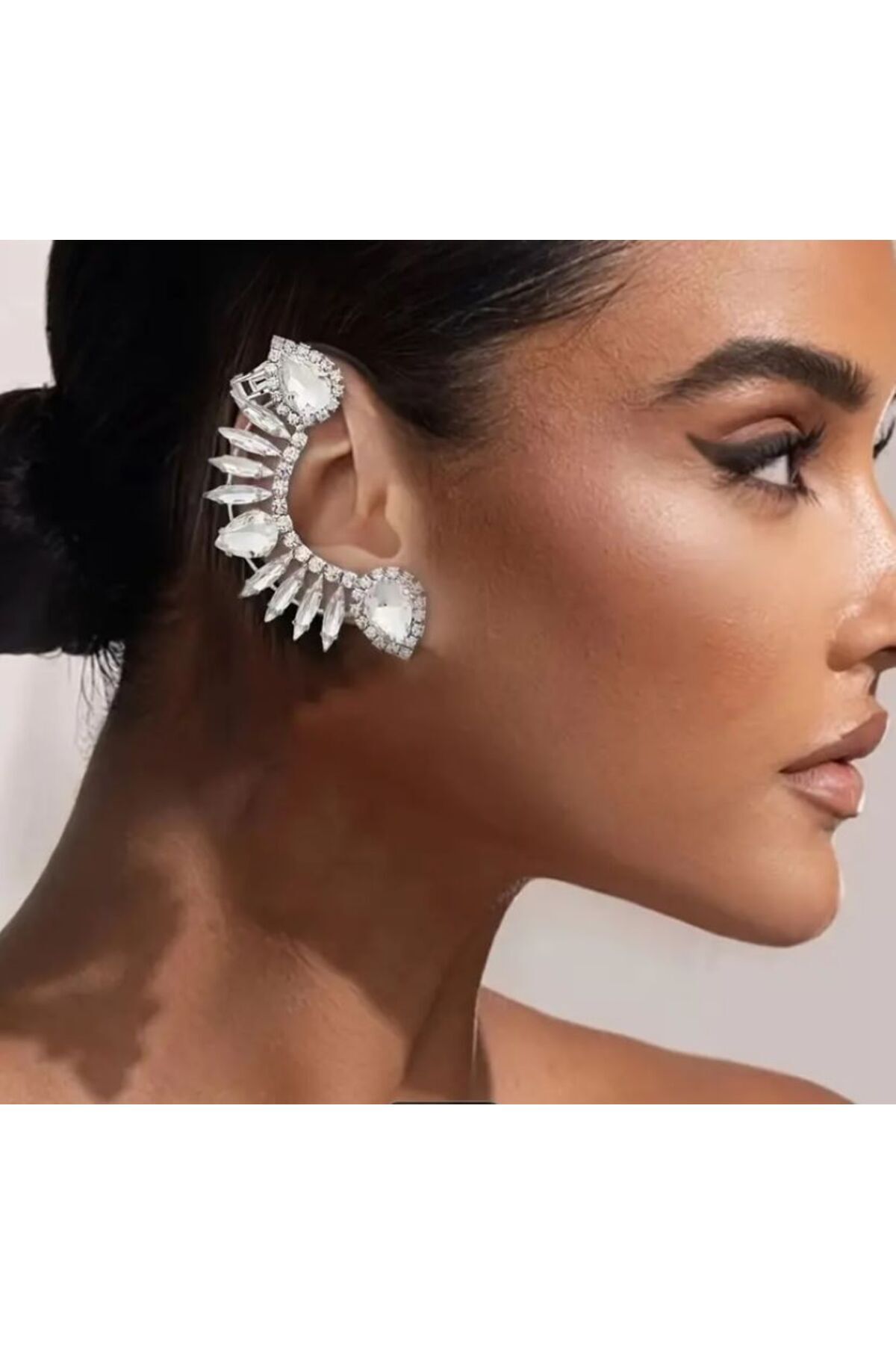 Vintage Yapay Elmas Kulak Manşet Küpe, Kulak İğnesi Paslanmaz Çelik