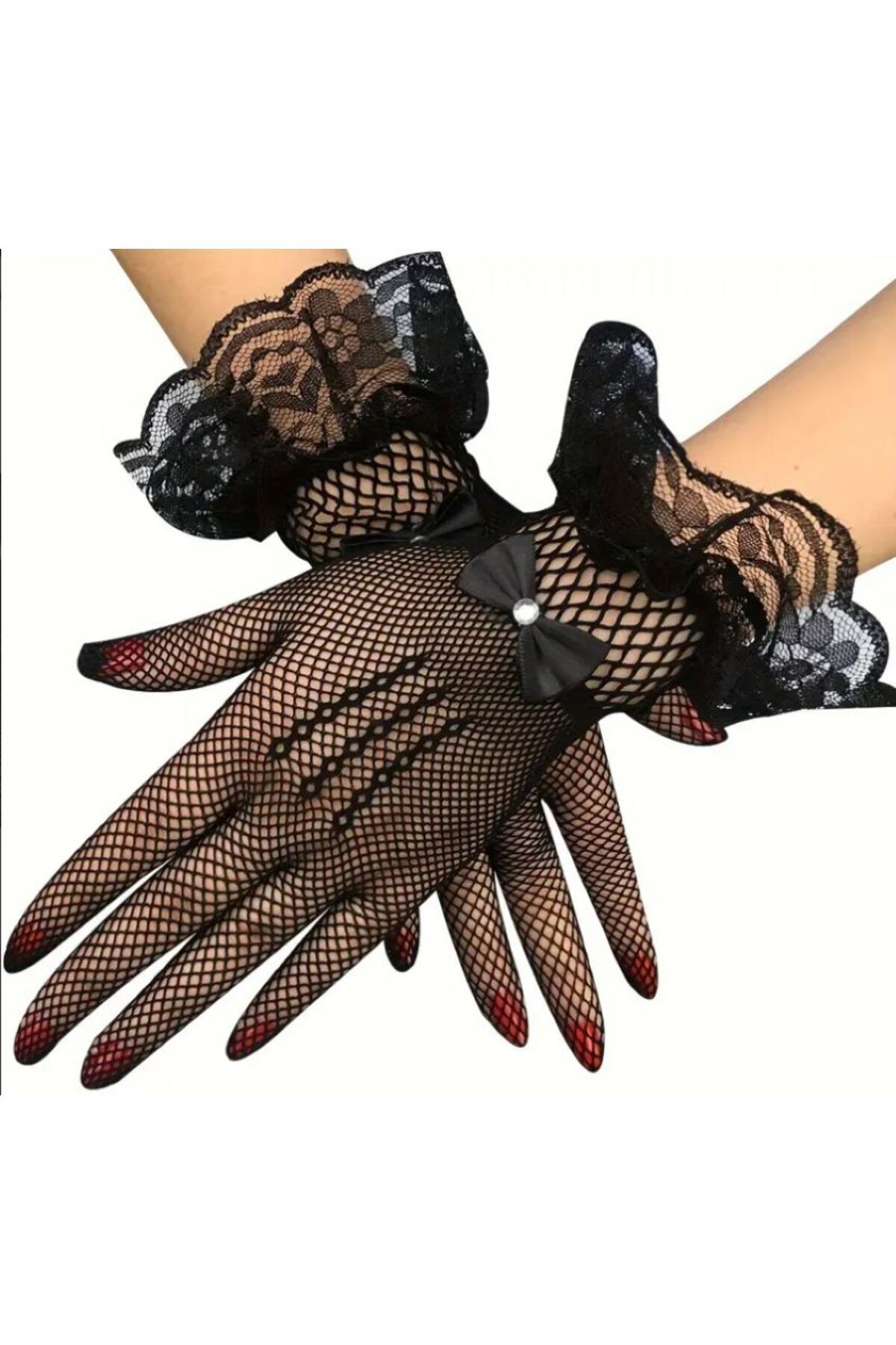 Dantel Detaylı, Fiyonklu, File Parti Eldiveni