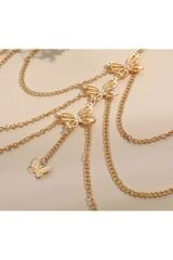 Gümüş Kaplama Kelebek Detaylı, Katmanlı bacak Zinciri