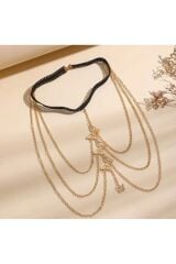 Gümüş Kaplama Kelebek Detaylı, Katmanlı bacak Zinciri