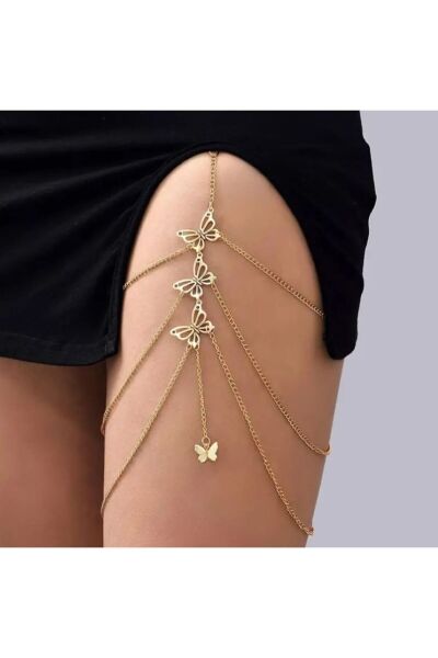 Gümüş Kaplama Kelebek Detaylı, Katmanlı bacak Zinciri