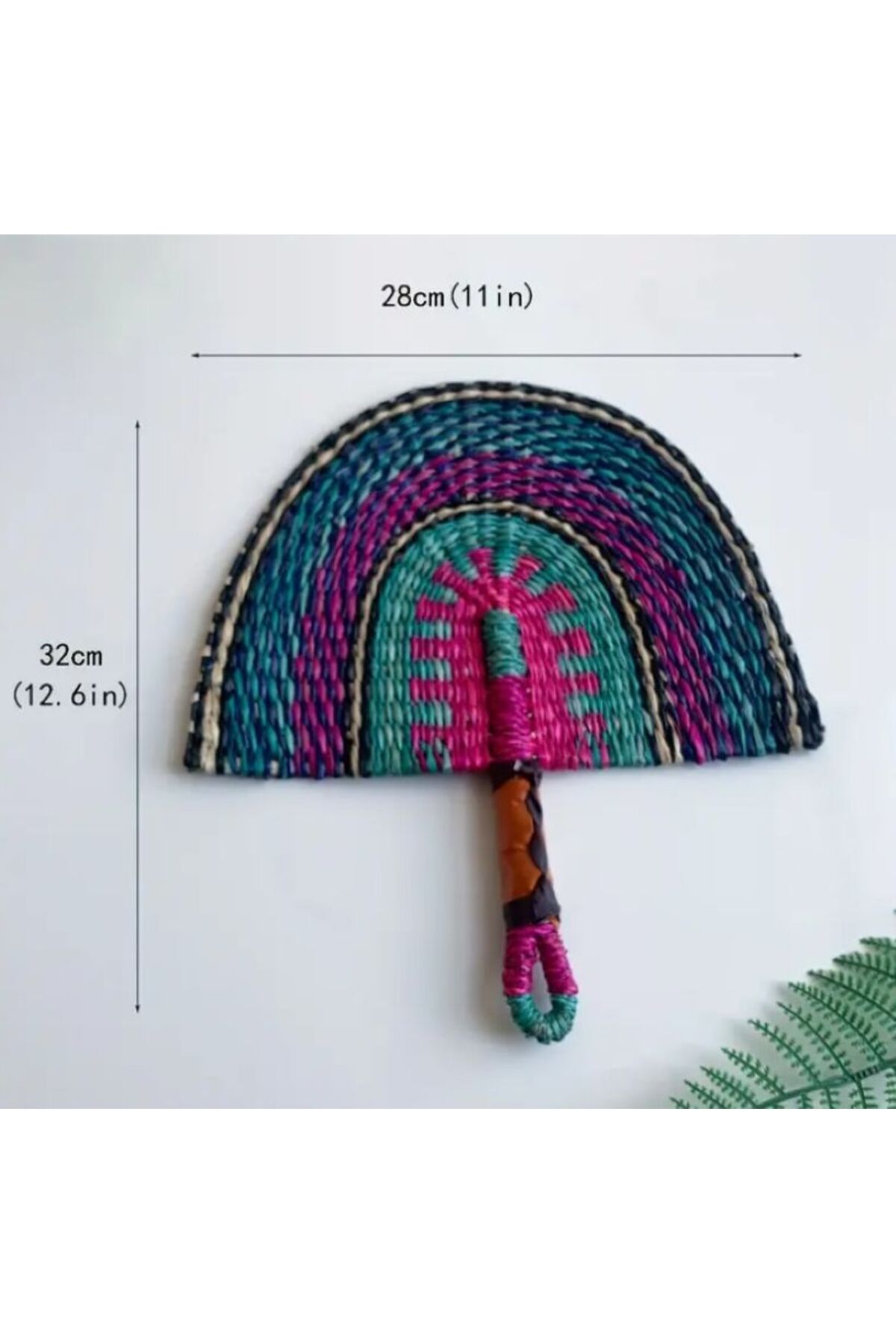 El Dokuma, Rustik, Gül ve Yeşil Orkide Temali Yosun Kumaşı Yelpaze