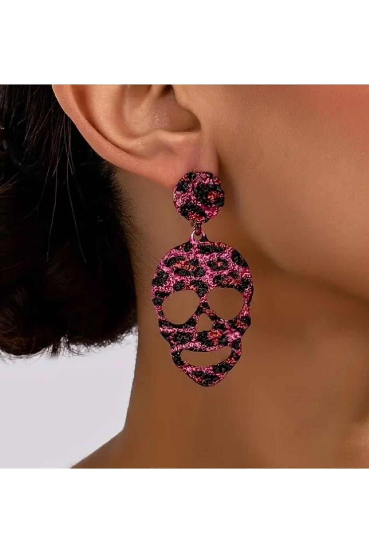 18 Ayar Altın Kaplama Punk Scaleton Küpeler