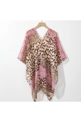 Leopar Desenli, Güneş Koruyucu, Çok Amaçlı Tunik, Plaj Şalı, Hafif, Nefes Alan Kimono
