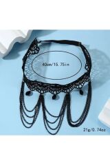 Siyah Dantel Askılı Bacak Zinciri