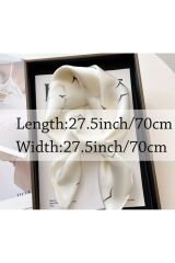 Martı Baskılı, Çift Taraflı, Kare Şal Eşarp 70cmx70cm Beyaz