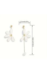 İnci detaylı Küpe Bohem tarzı asimetrik papatya çiçeği