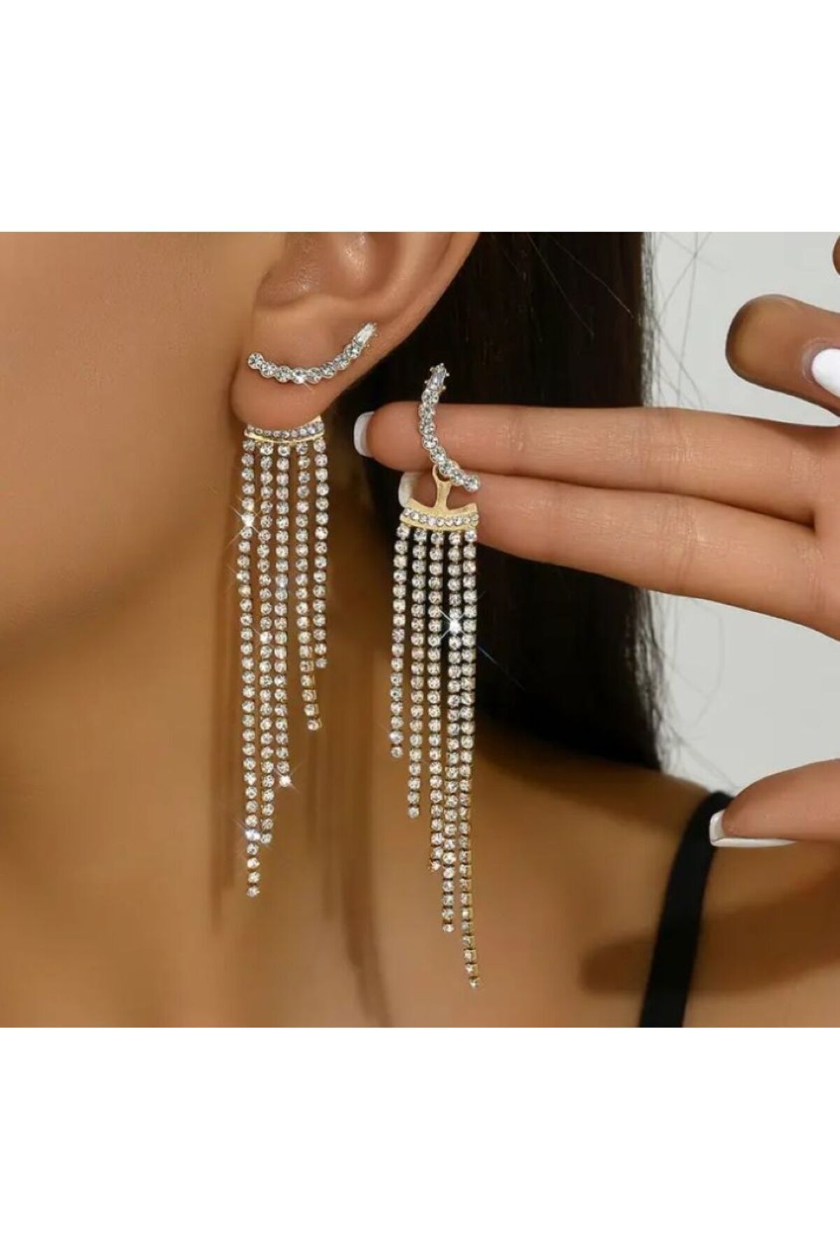 Zirkon Taşlı Parıltılı Gümüş kaplama Zarif Sallantılı Küpe