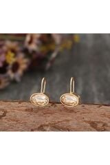 Altın Kaplama Şeffaf Elmas Görünümlü Kanca Küpe