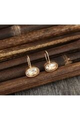 Altın Kaplama Şeffaf Elmas Görünümlü Kanca Küpe