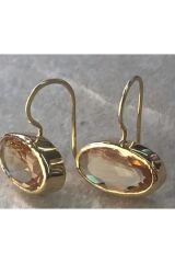 Altın Kaplama Şeffaf Elmas Görünümlü Kanca Küpe