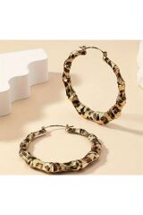 Leopar Desenli Retro Zarif halka Küpe