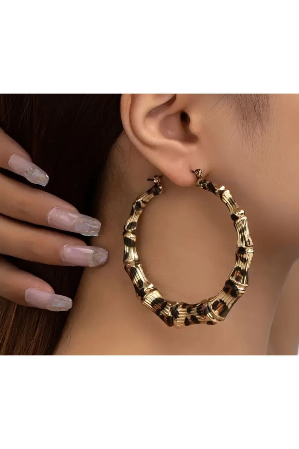 Leopar Desenli Retro Zarif halka Küpe