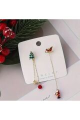 Asimetrik şirin Noel Küpeleri