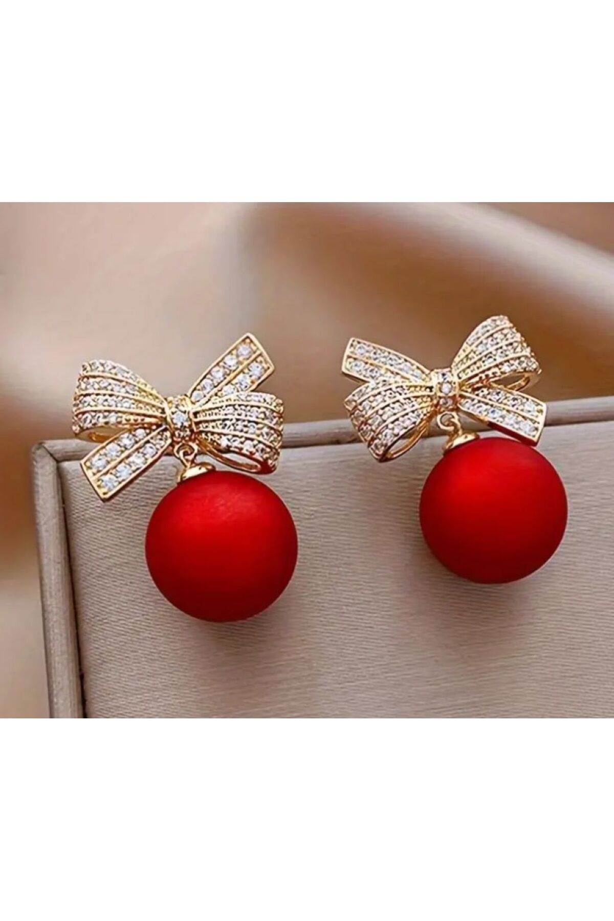 Zirkon Taşlı Parlak Noel Küpesi, Kulak İğnesi 925 yar Gümüş