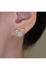 Sevimli Karakter Mickey Mause Minimalist Zirkon  Küpeler