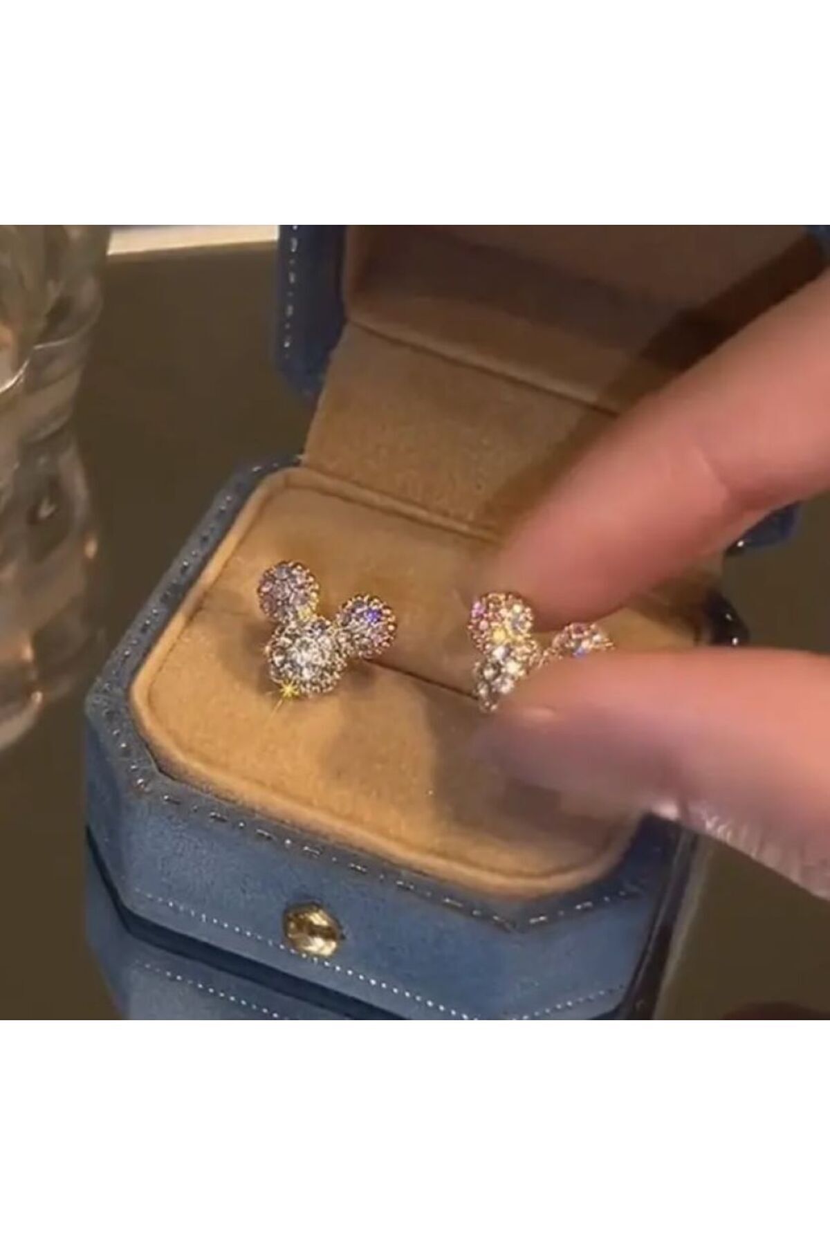 Sevimli Karakter Mickey Mouse Minimalist Zirkon  Küpeler