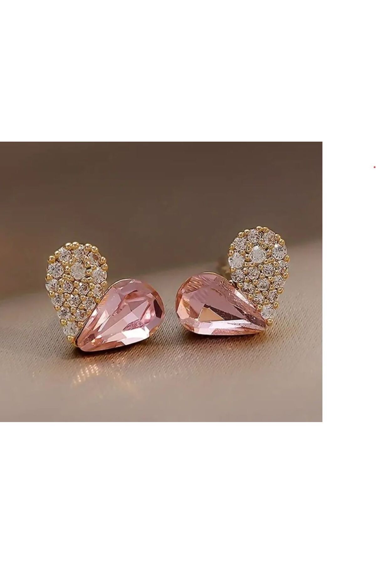 Zarif Kristal Kalp Küpeler- kulak iğnesi malzemesi Paslanmaz çelik