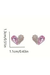 Zarif Kristal Kalp Küpeler- kulak iğnesi malzemesi Paslanmaz çelik