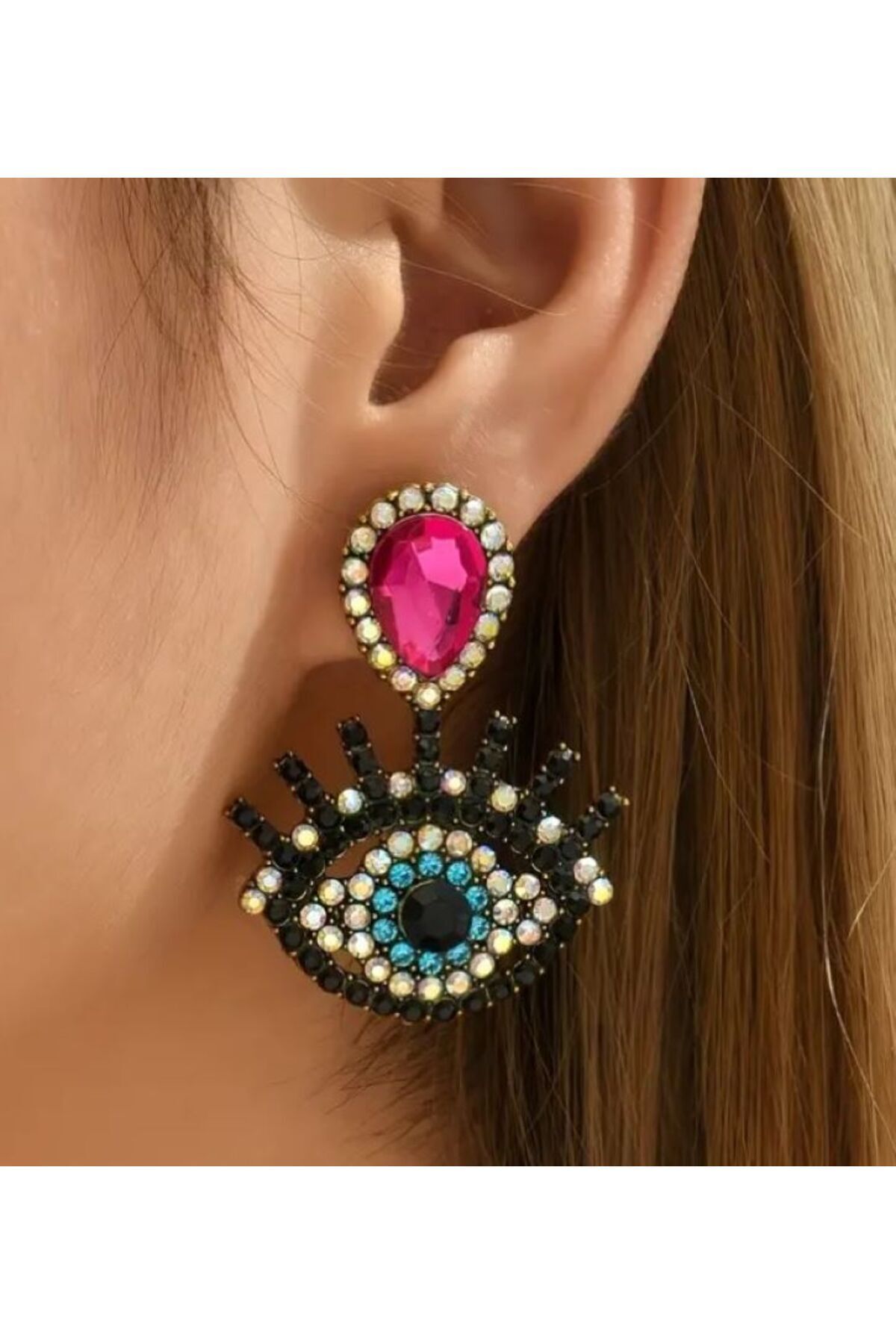 Dangle Göz Temalı Küpe-kulak iğnesi Gümüş Kaplama