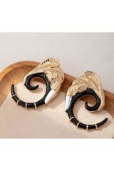 14 K Altın Kaplama Boho Fildişi Detaylı Dikkat Çeken Küpeler