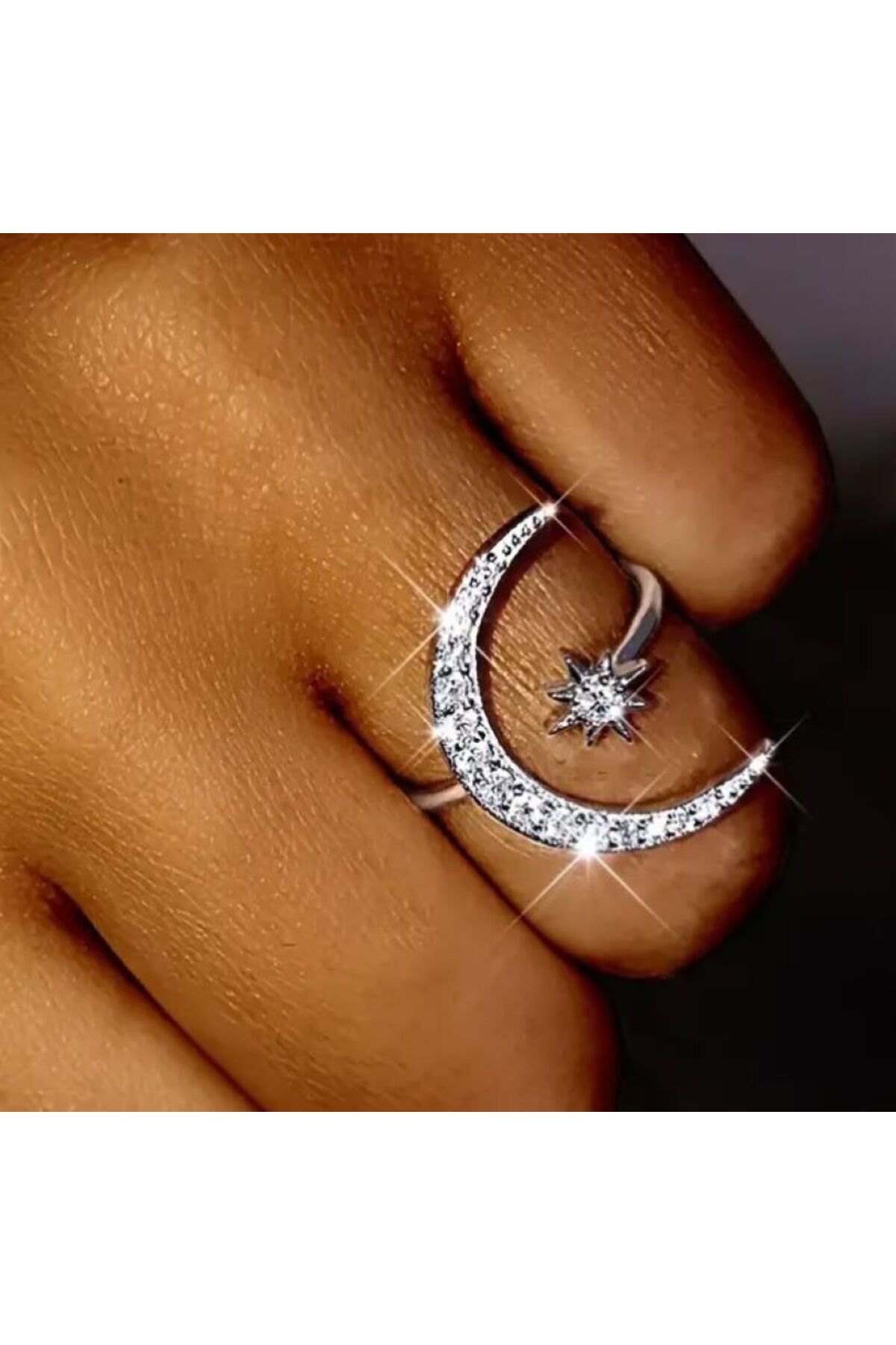Ay ve Yıldız Gümüş Kaplama Yüzük