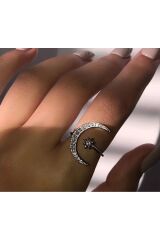 Ay ve Yıldız Gümüş Kaplama Yüzük