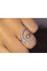 Ay ve Yıldız Gümüş Kaplama Yüzük