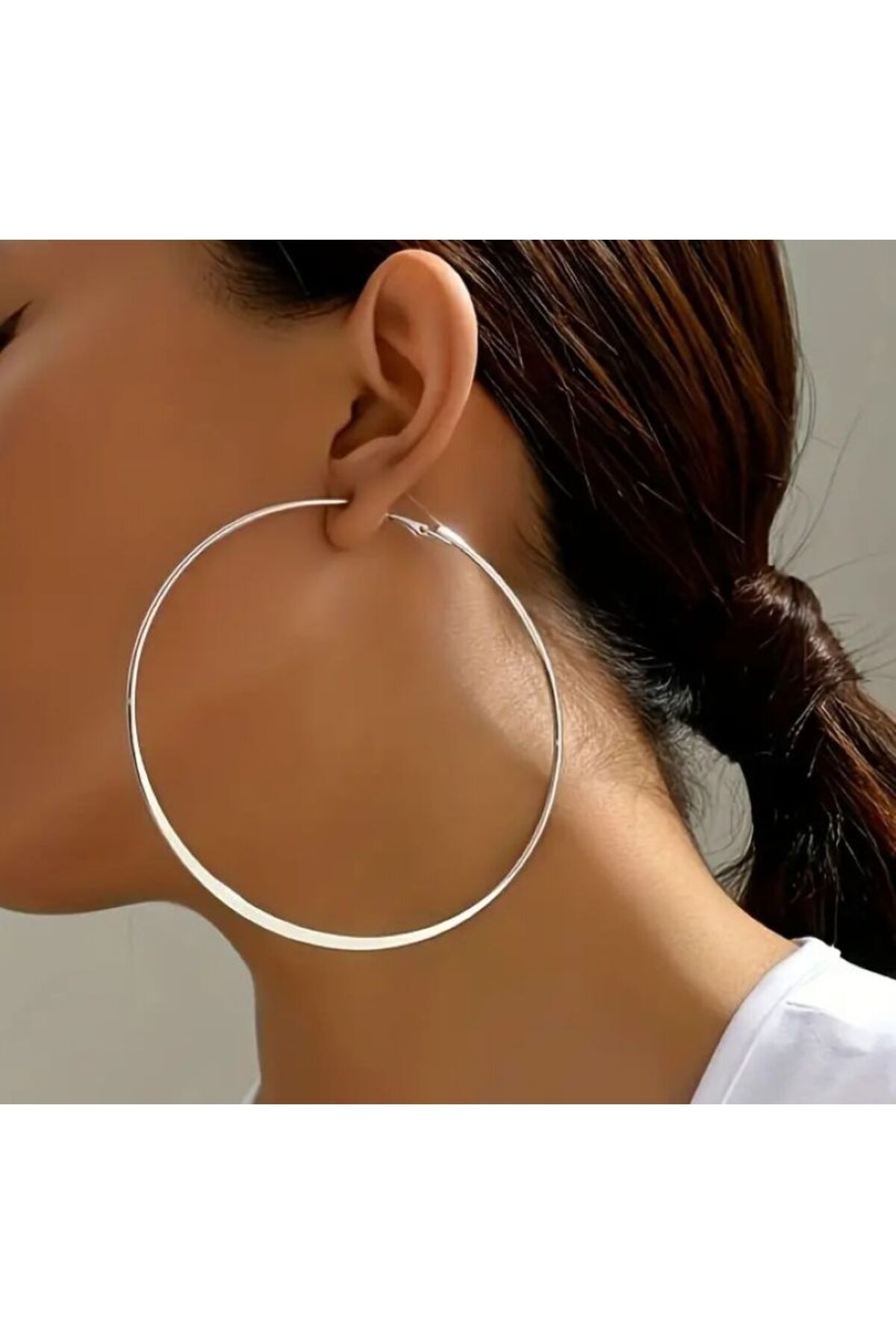 Büyük Gold Halka Küpeler-Kulak İğnesi Paslanmaz Çelik