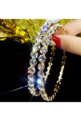 Parlak Sıra Taşlı Daire Küpe