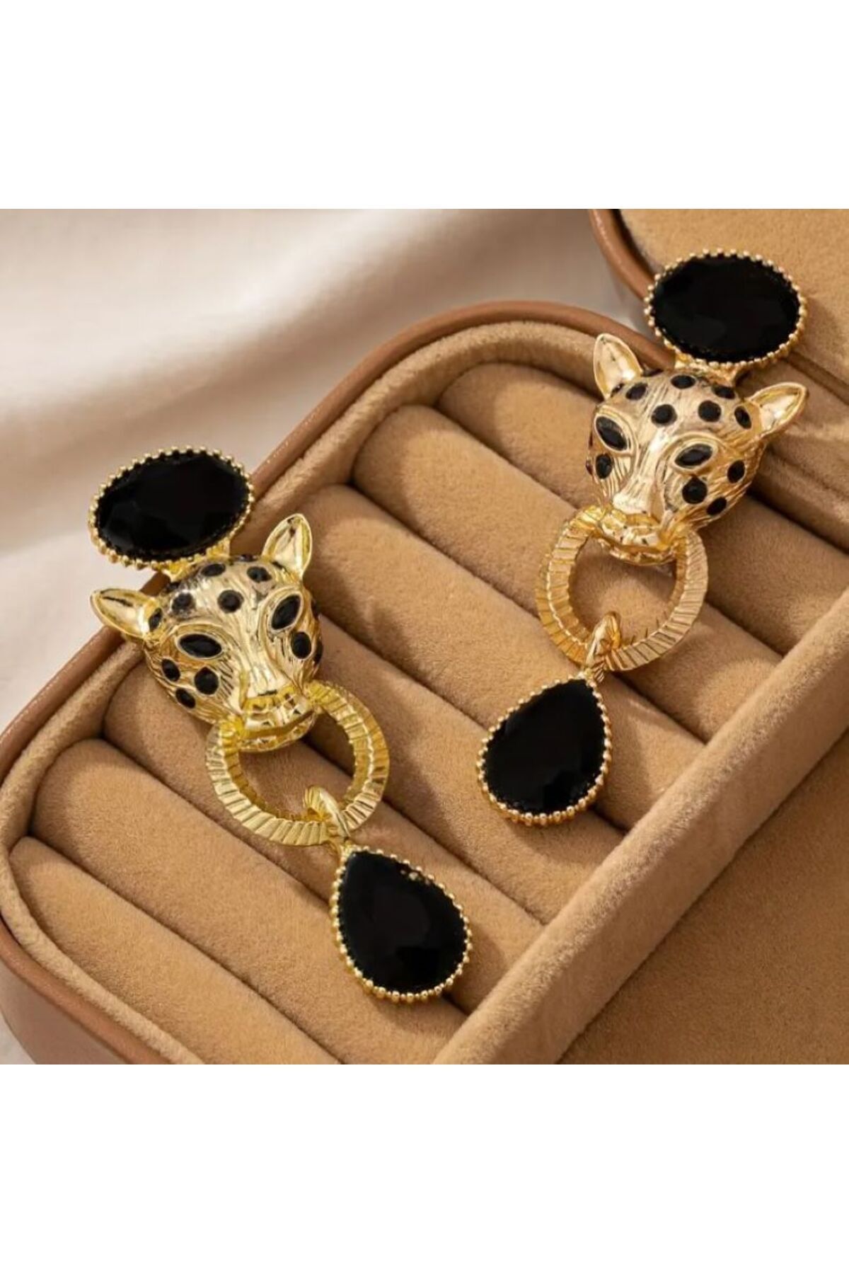 Vintage Leopar Gold Küpe