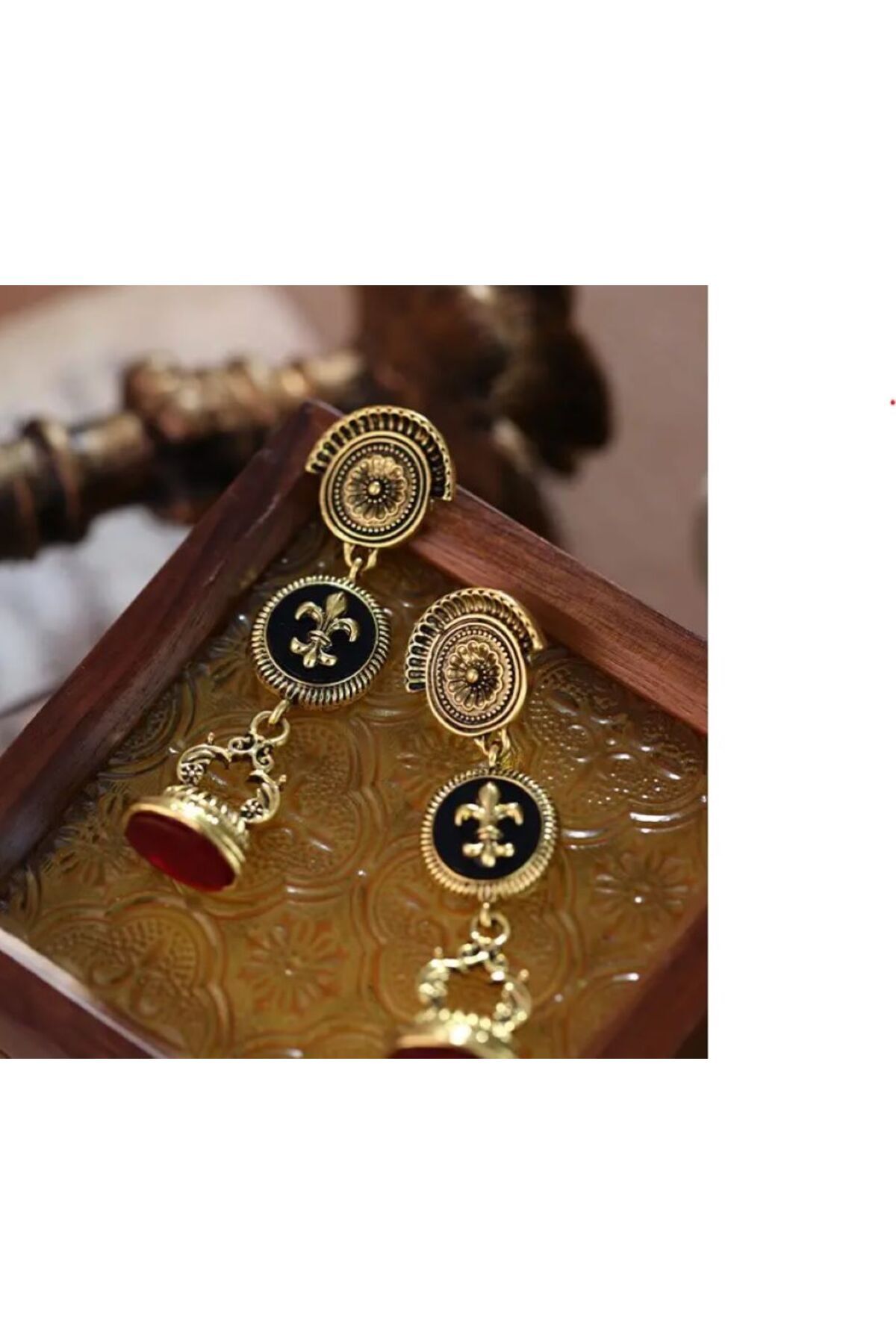 Vintage Dangle Küpe-Kulak İğnesi 925 Ayar Gümüş