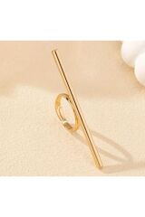 Geometrik Tek Çizgi Ayarlanabilir Gold Yüzük