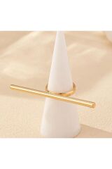 Geometrik Tek Çizgi Ayarlanabilir Gold Yüzük