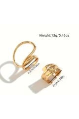 2 Adet Vintage Ayarlanabilir Modern Tasarım Gold Yüzük