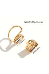 2 Adet Vintage Ayarlanabilir Modern Tasarım Gold Yüzük