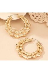 14K Altın Kaplama Çift Katman Boho Halka Küpe-Kulak İğnesi Paslanmaz Çelik