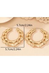 14K Altın Kaplama Çift Katman Boho Halka Küpe-Kulak İğnesi Paslanmaz Çelik