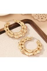 14K Altın Kaplama Çift Katman Boho Halka Küpe-Kulak İğnesi Paslanmaz Çelik