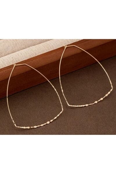 14K Altın Kaplama Zarif, Sıradışı Gold Line Küpe