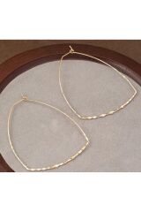 14K Altın Kaplama Zarif, Sıradışı Gold Line Küpe