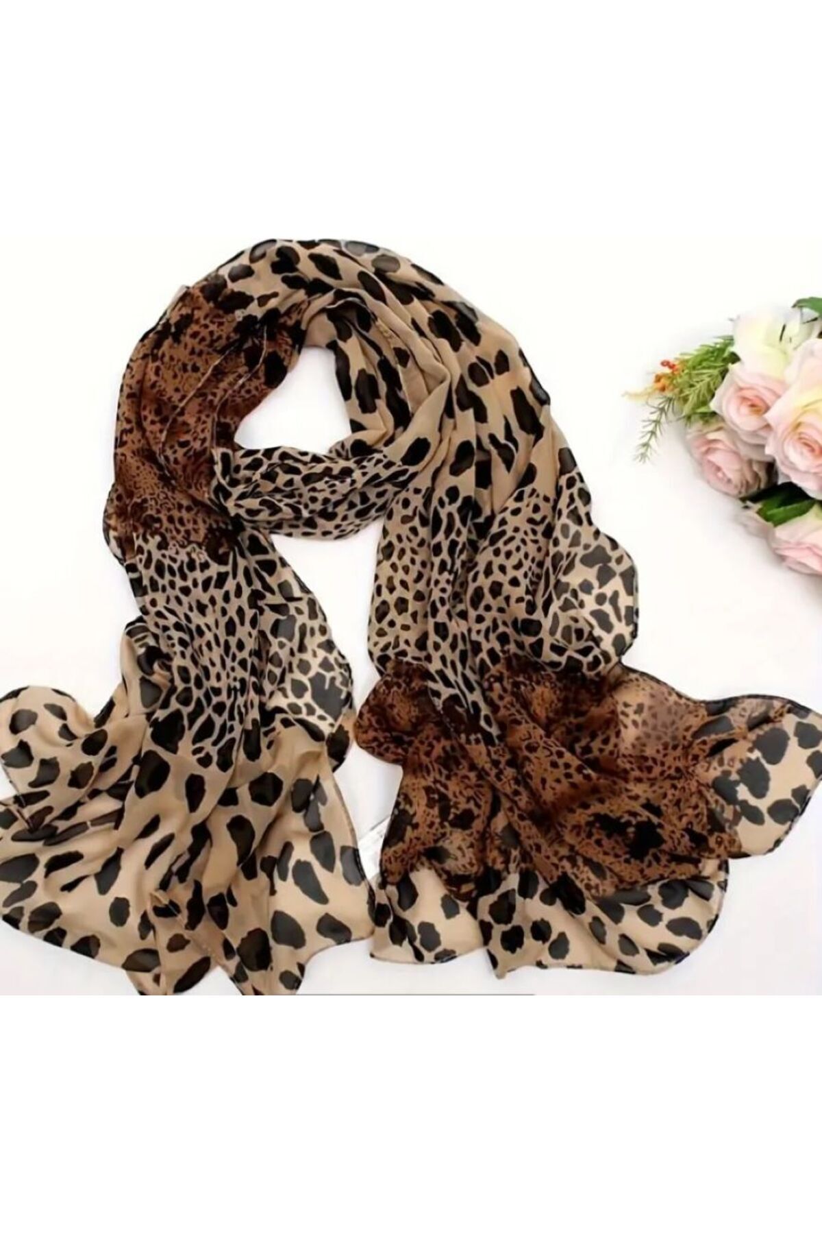 Leopar Baskılı Rüzgar Geçirmez, Desenli Şal 50cmx150cm