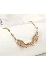 18K Altın Kaplama  Zirkon Detaylı Melek Kanadı Kolye