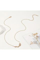 18K Altın Kaplama  Zirkon Detaylı Melek Kanadı Kolye