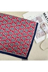 Kaju Desenli, Güneşten Koruyan, Rüzgar Geçirmez, Çift Taraf Baskılı, Şal, Fular, Eşarp 70x70 Kırmızı