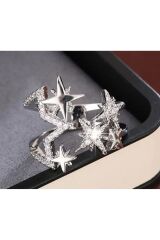 Zirkon Taşlı Yıldız Temalı Ayarlanabilir Yüzük