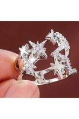 Zirkon Taşlı Yıldız Temalı Ayarlanabilir Yüzük